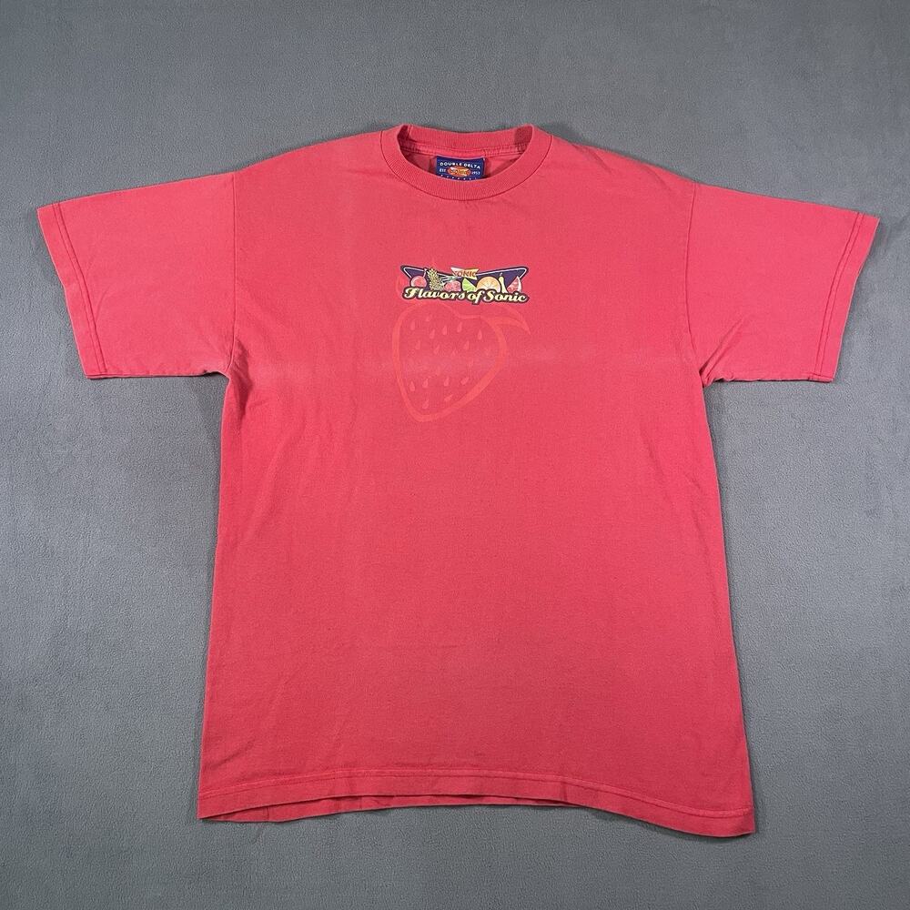 Rare Vintage SONIC Flavors of Sonic Slushes Strawberry Fruit T Shirt Y2K Red M